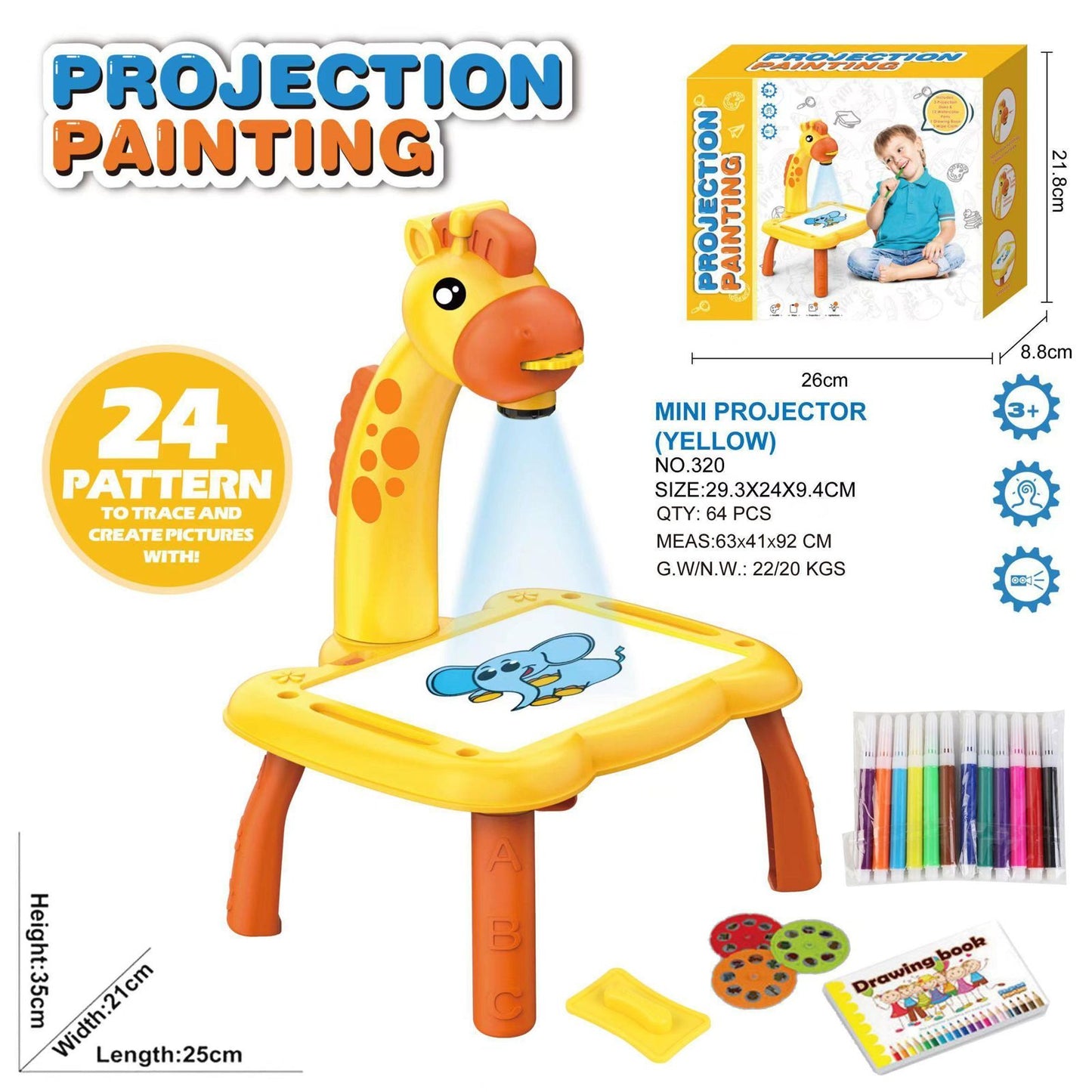 Mesa de dibujo con proyector para niño