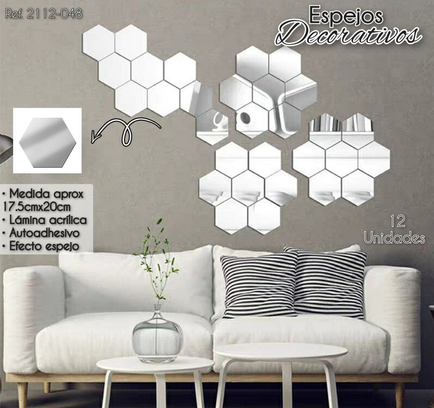 Espejos decorativos hexagonales X12
